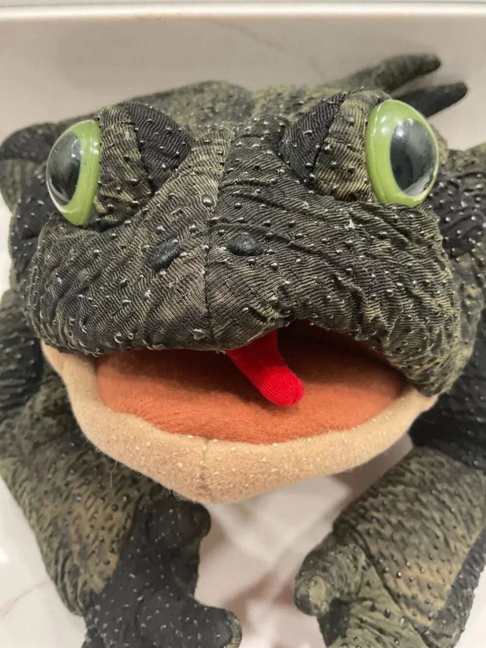 Folkmanis Frog Puppet Plush Toad Full Body Hand Puppet Bumpy Green Creative Play
